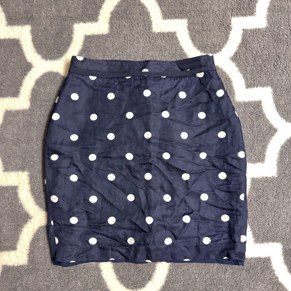 Banana Republic Navy and White Polka Dot Pencil Skirt